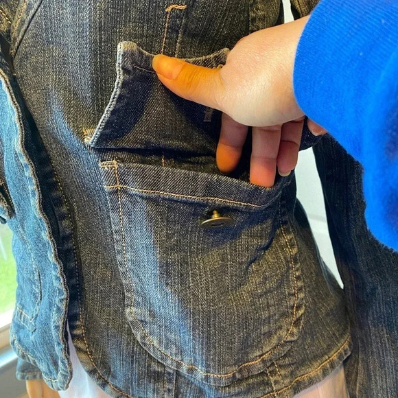 Vintage Y2K Tom Boy Denim Blazer Jacket Women Size S Pockets - Picture 6 of 7